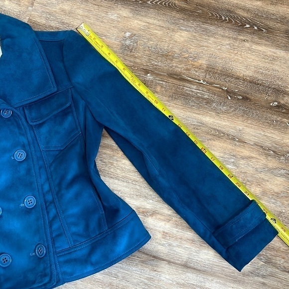 Nine and Company Faux Suede Teal Jacket Coat Plaid Flannel Liner size Medium - Picture 11 of 16